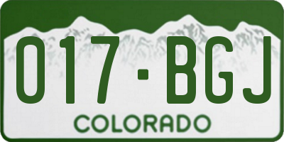 CO license plate 017BGJ