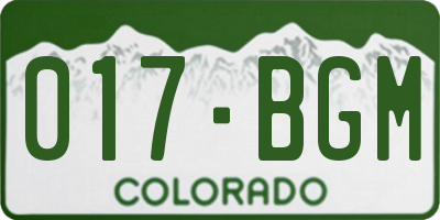 CO license plate 017BGM