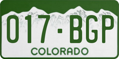 CO license plate 017BGP