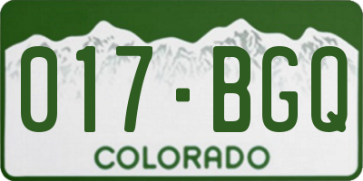 CO license plate 017BGQ
