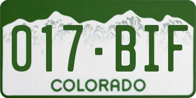 CO license plate 017BIF