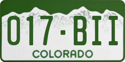 CO license plate 017BII