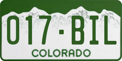 CO license plate 017BIL