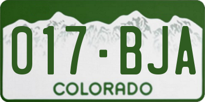 CO license plate 017BJA