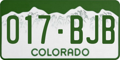 CO license plate 017BJB