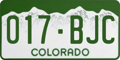 CO license plate 017BJC
