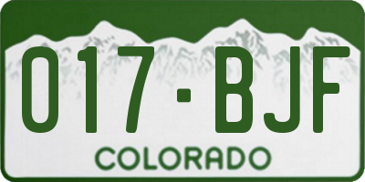 CO license plate 017BJF