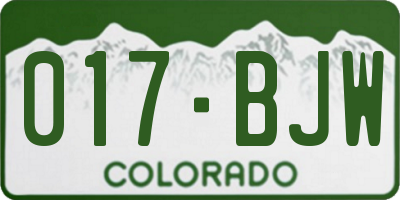 CO license plate 017BJW