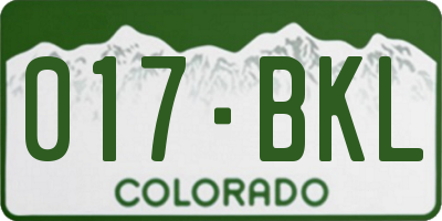 CO license plate 017BKL