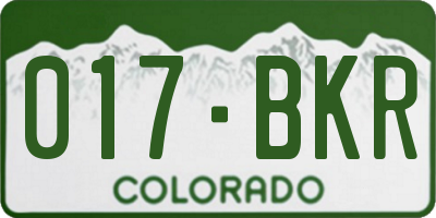CO license plate 017BKR