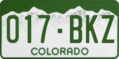 CO license plate 017BKZ