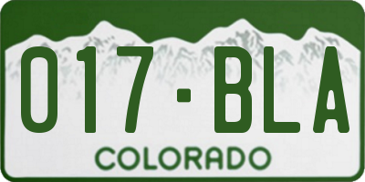 CO license plate 017BLA