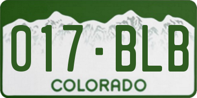 CO license plate 017BLB