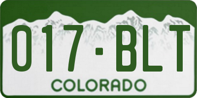 CO license plate 017BLT