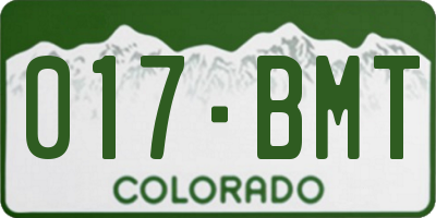 CO license plate 017BMT