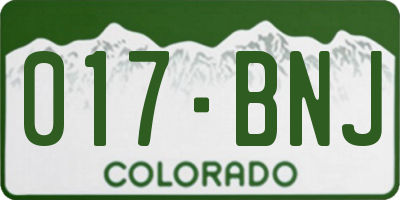 CO license plate 017BNJ