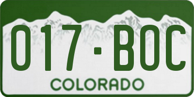 CO license plate 017BOC