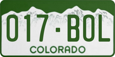 CO license plate 017BOL