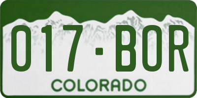 CO license plate 017BOR