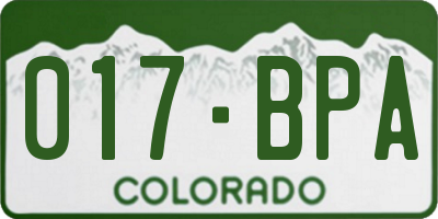 CO license plate 017BPA