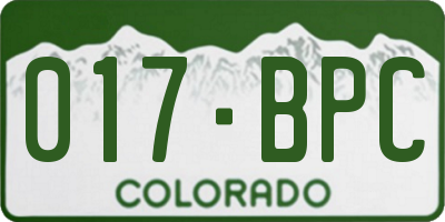 CO license plate 017BPC