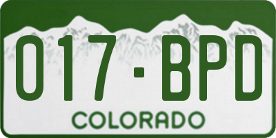CO license plate 017BPD