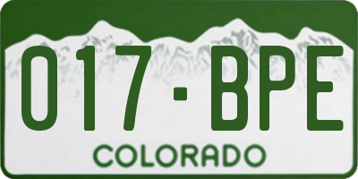 CO license plate 017BPE