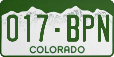 CO license plate 017BPN