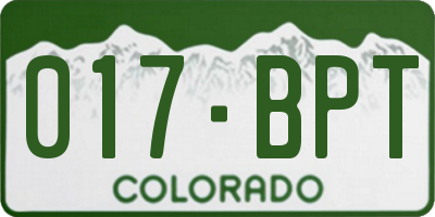 CO license plate 017BPT