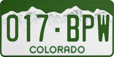 CO license plate 017BPW