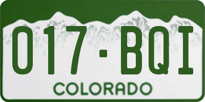 CO license plate 017BQI