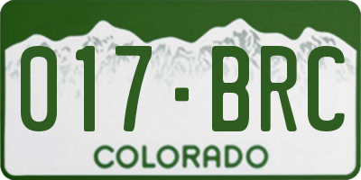 CO license plate 017BRC