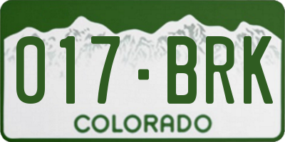 CO license plate 017BRK