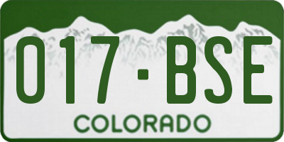 CO license plate 017BSE