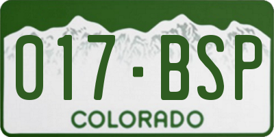 CO license plate 017BSP