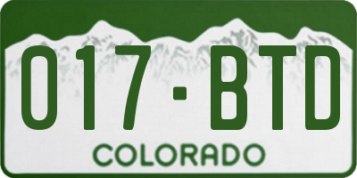 CO license plate 017BTD