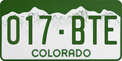 CO license plate 017BTE