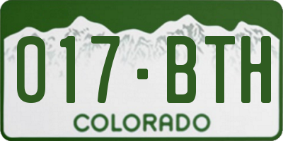 CO license plate 017BTH