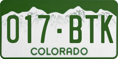 CO license plate 017BTK