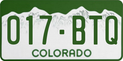 CO license plate 017BTQ