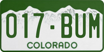 CO license plate 017BUM