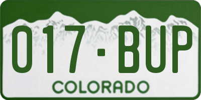 CO license plate 017BUP