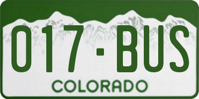 CO license plate 017BUS