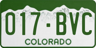 CO license plate 017BVC