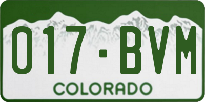CO license plate 017BVM