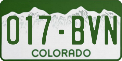 CO license plate 017BVN