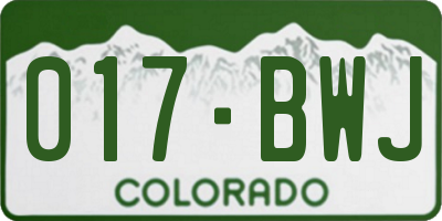 CO license plate 017BWJ
