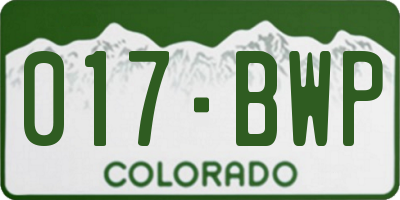 CO license plate 017BWP