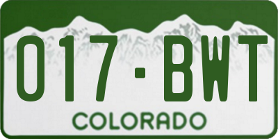 CO license plate 017BWT