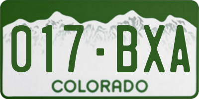 CO license plate 017BXA